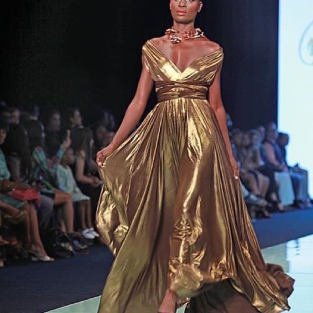 Gold Lamae multi wrap dress